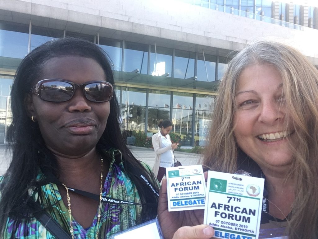 Abby Griffith and Mary Anne Funk opening night at African Forum on Visual Impairment