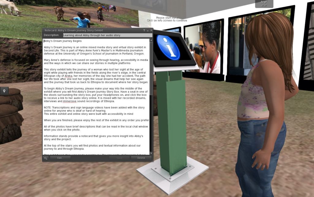 Opening Information Station for Abby's Dream Journey in Second Life